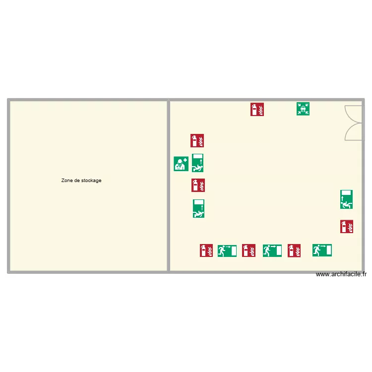 plan de evacuation. Plan de 1  et 802 m²