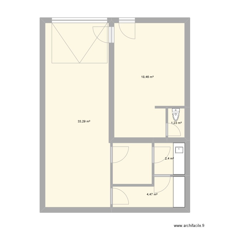 Savigny. Plan de 5 pièces et 60 m2
