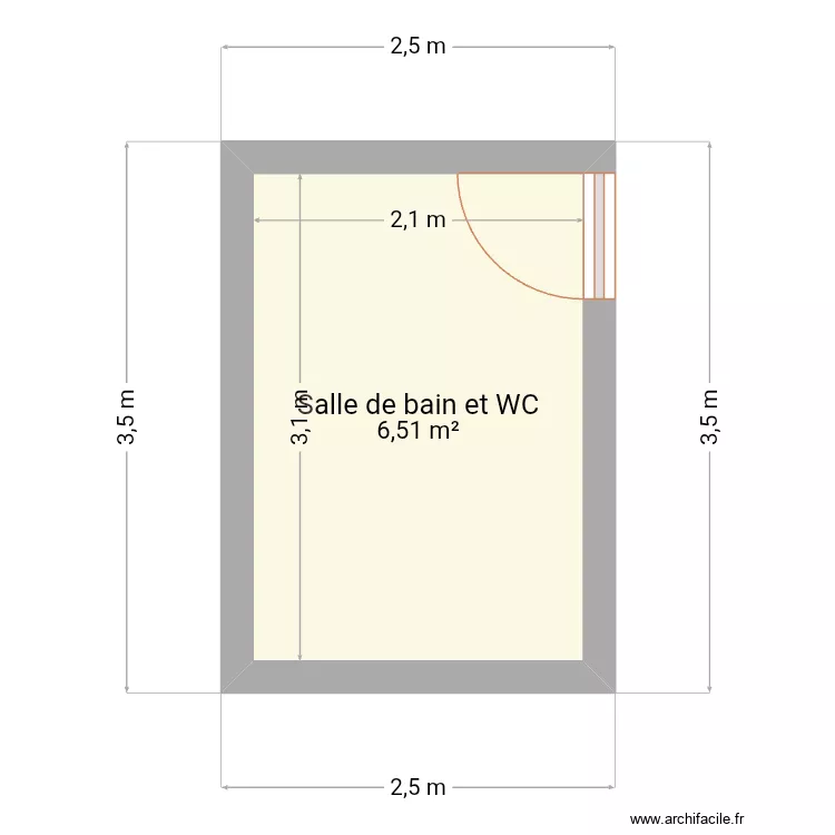 Ambohijanaka2. Plan de 1 pièce et 7 m²