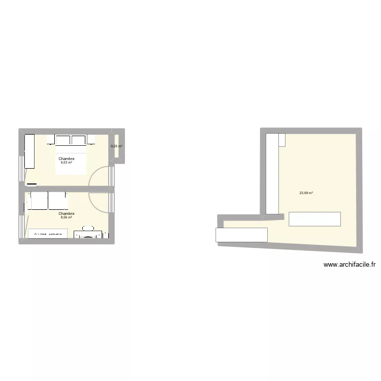 Appartement cala blue. Plan de 4 pièces et 42 m²
