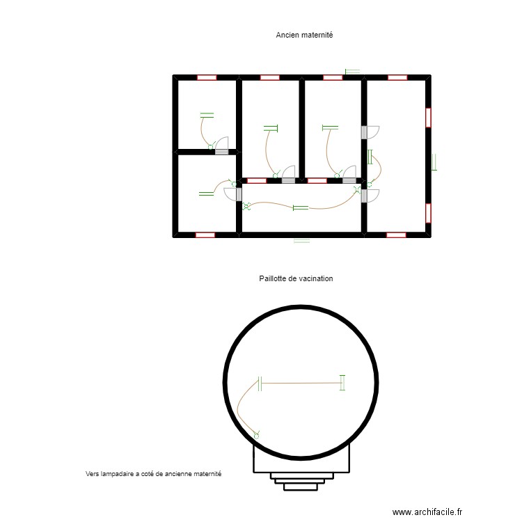 Circuit des lampes ancienne maternité (Dispensaire) TINOU. Plan de 0 pièce et 0 m2