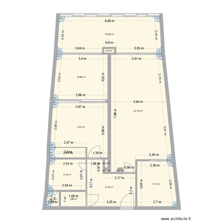Marazul 629. Plan de 14 pièces et 92 m2
