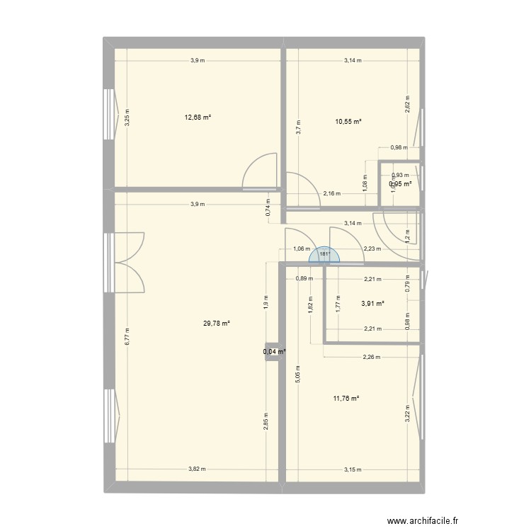 Plan r+1. Plan de 7 pièces et 70 m2