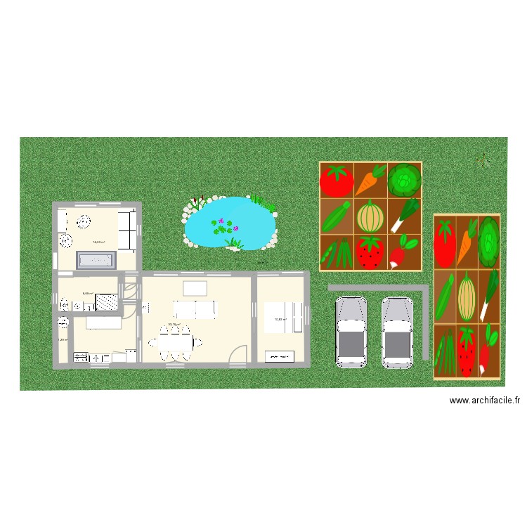 Cab et loc. Plan de 5 pièces et 65 m2