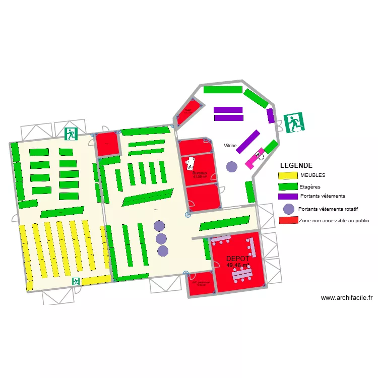 AMENAGEMENT INTERIEUR LOCAL VITRE. Plan de 0 pièce et 0 m2