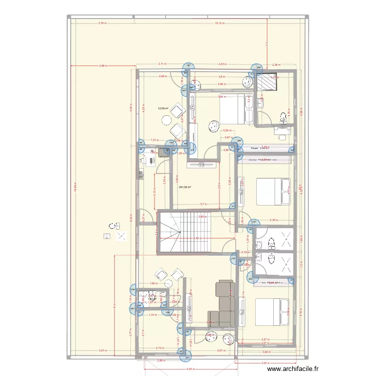 1er étage, avec mesures. Plan de 8 Pièces et 545 m² 1er étage, avec mesures. Plan de 8 Pièces et 545 m²