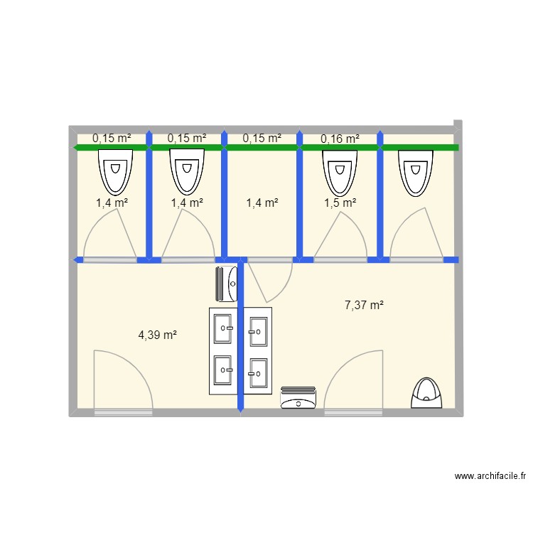 wc Bat Admin. Plan de 10 pièces et 18 m2