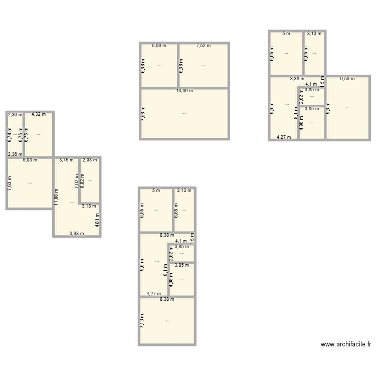 tkt. Plan de 20 pièces et 750 m2
