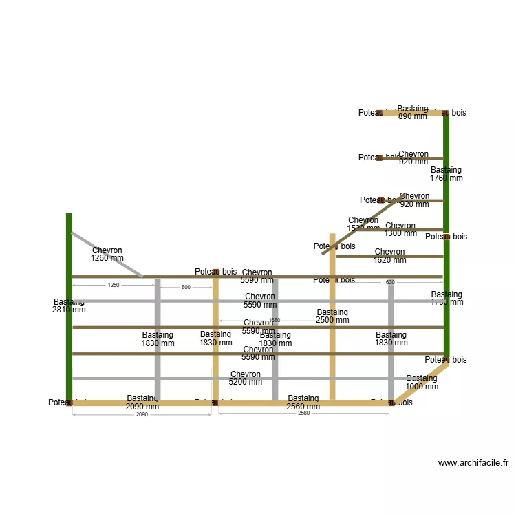 terrasse piscine charpente V3. Plan de 