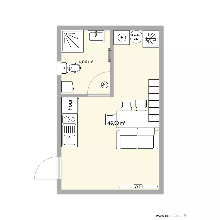 studio ALLONNES. Plan de 4  et 39 m²