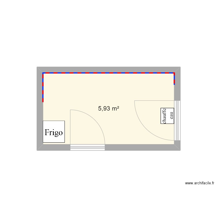 plan de cuisine. Plan de 1 pièce et 6 m2