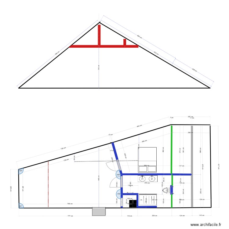 BRERY26022024. Plan de 2 pièces et 31 m2