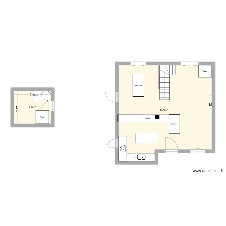 Maison 2. Plan de 2 pièces et 62 m2
