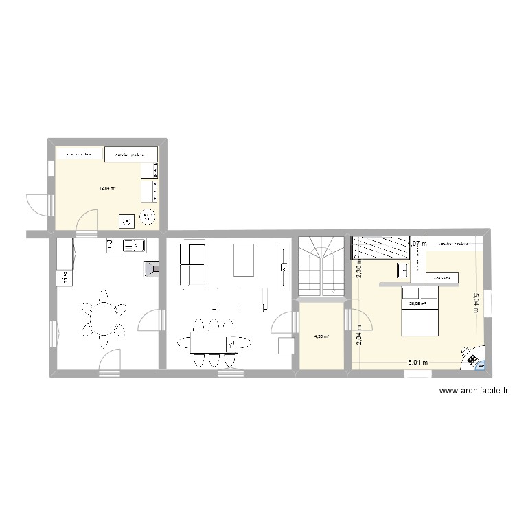 maillezais. Plan de 3 pièces et 42 m2