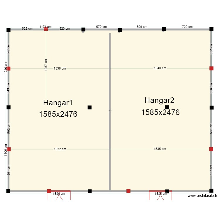 nouvelles semelles 2 hangars. Plan de 1 pièce et 777 m2