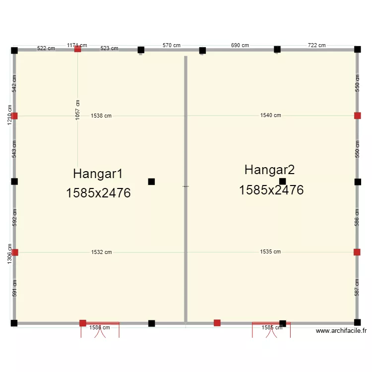 nouvelles semelles 2 hangars. Plan de 