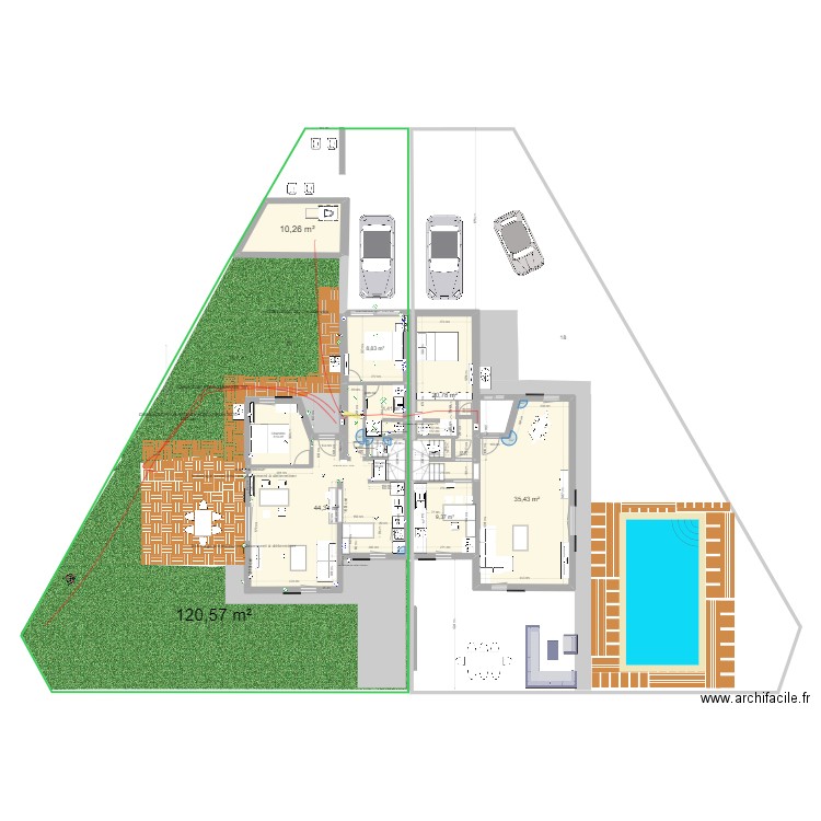 PLANV37. Plan de 17 pièces et 252 m2
