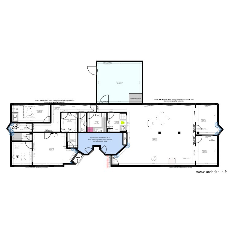 St Michel/Orge 23 Rosières - PMI. Plan de 17 pièces et 253 m2