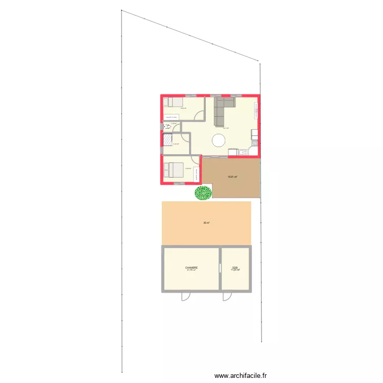 construction. Plan de 7 Pièces et 92 m²