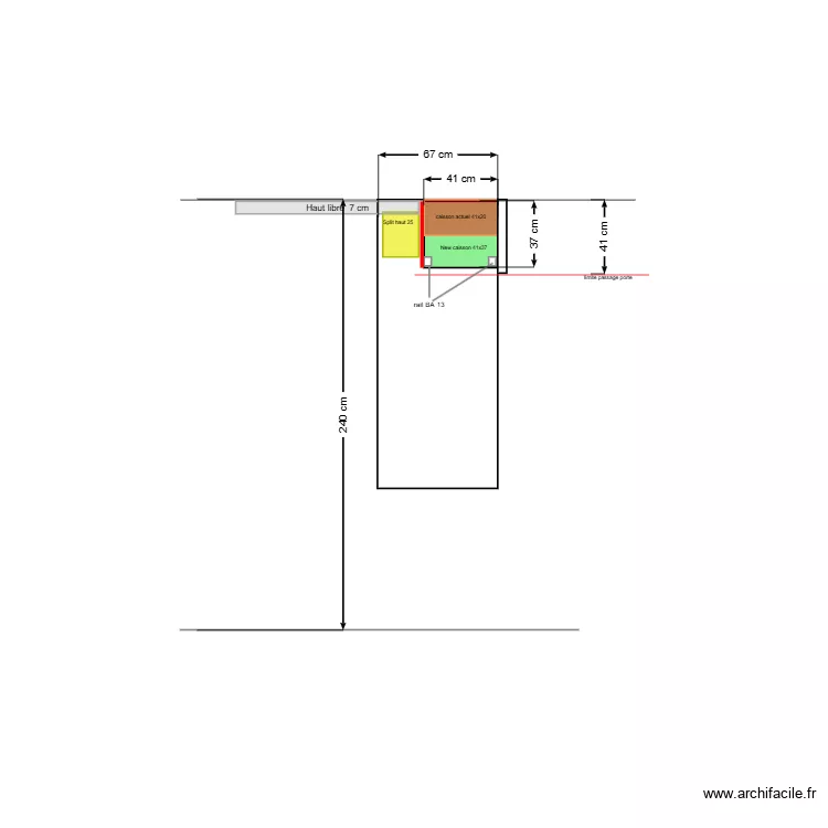 plan split chambre bleue zoom caisson ch. Plan de 