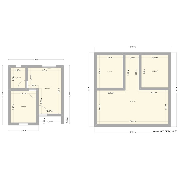 plano conjunto. Plan de 6 pièces et 82 m2