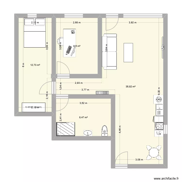 RDC ST MAUR V3. Plan de 4 pièces et 67 m²