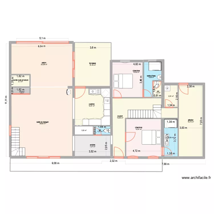 lafat 6. Plan de 17 Pièces et 174 m²