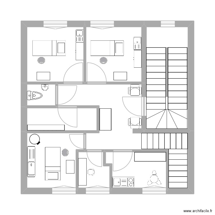 Etage Yves Rocher. Plan de 9 pièces et 41 m2