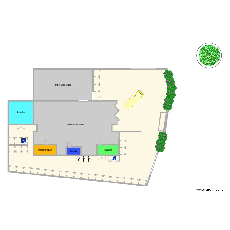 Plan de circulation. Plan de 7 pièces et 221 m2