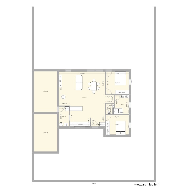 maison1. Plan de 8 pièces et 124 m2