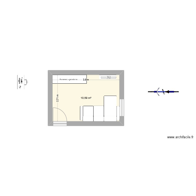 Bureau Magoito. Plan de 1 pièce et 11 m2