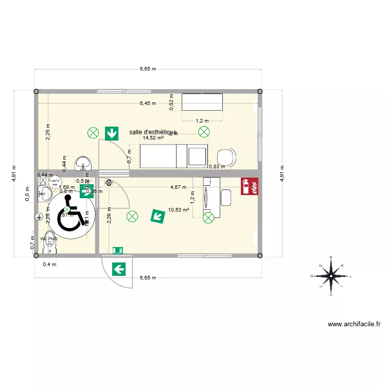 ESSAI plan access. Plan de 3  et 29 m²