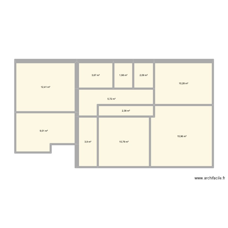 appart2. Plan de 11 pièces et 78 m2