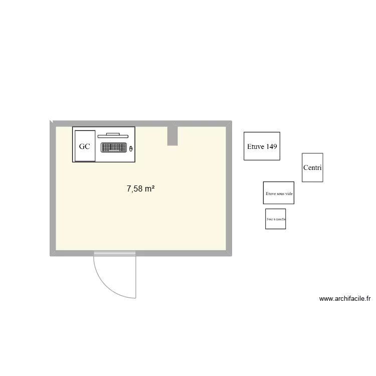 Local GC. Plan de 1  et 8 m²