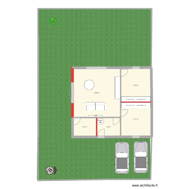 MAISON3. Plan de 5  et 68 m²