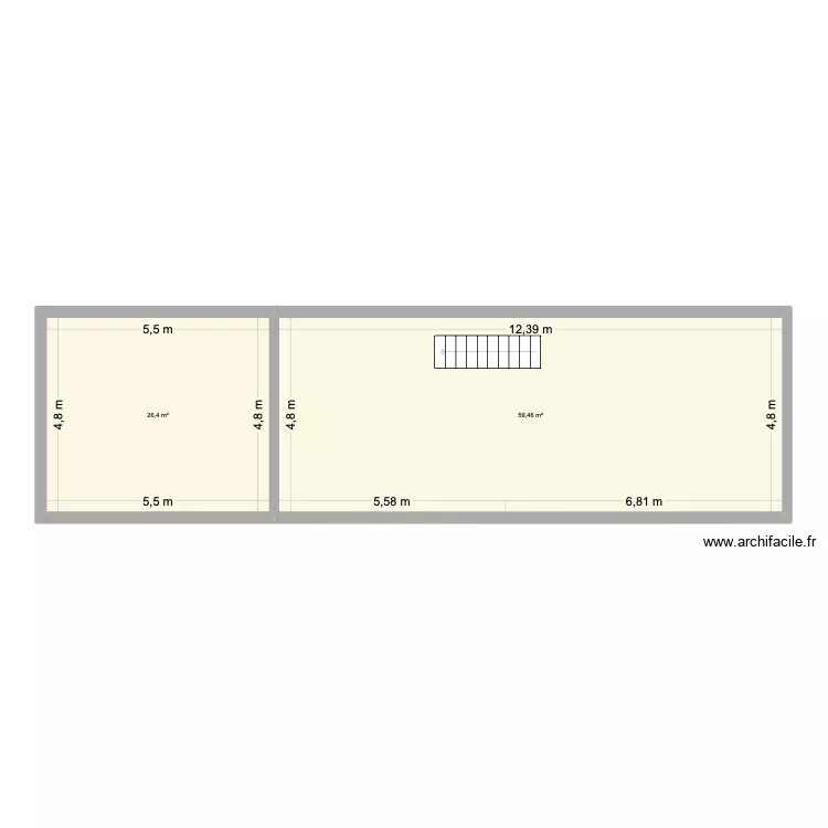 rdc. Plan de 2 Pièces et 86 m² rdc. Plan de 2 Pièces et 86 m²