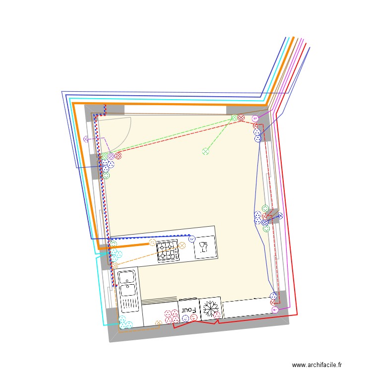 Cuisine. Plan de 1 pièce et 25 m2