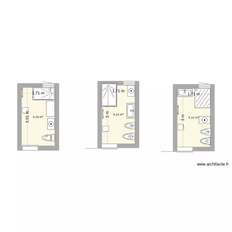 salle d eau Trinit&eacute;. Plan de 2 Pièces et 10 m²