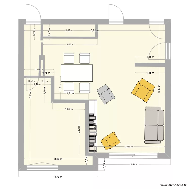 Salon+chambre. Plan de 1 et 43 m² Salon+chambre. Plan de 1 et 43 m²