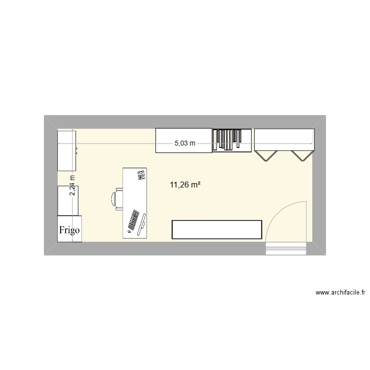 lib 3. Plan de 1 pièce et 11 m2