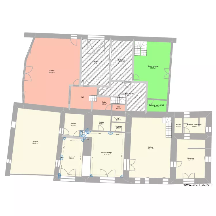 Dardat R0. Plan de 21  et 383 m²