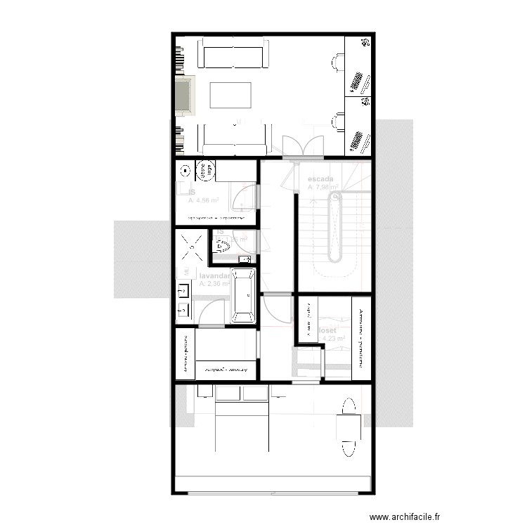 piso 2 novo. Plan de 8 pièces et 74 m2