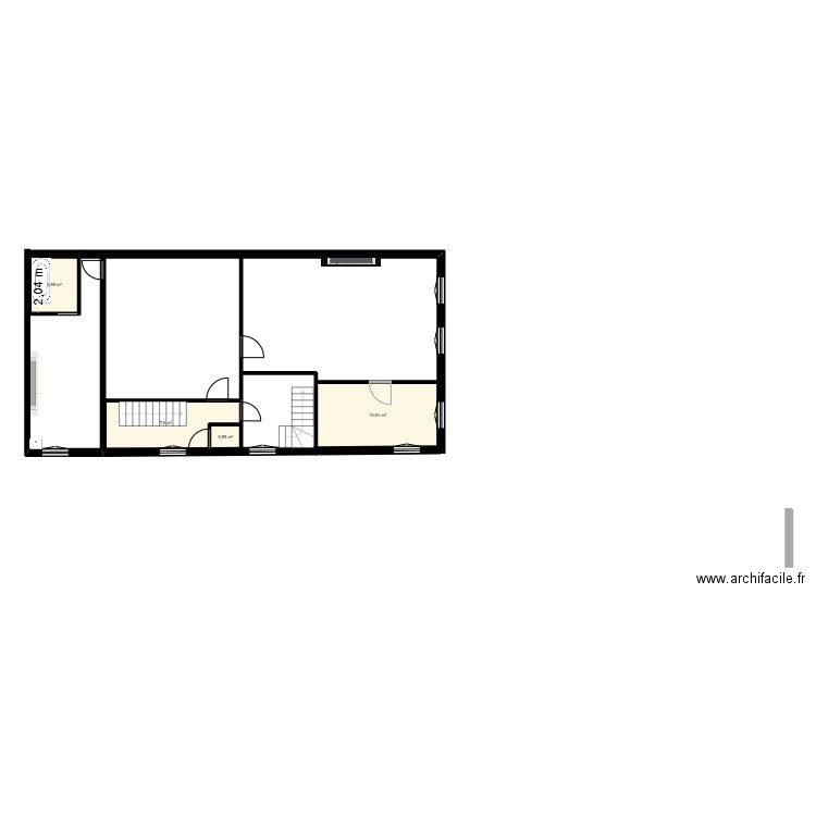 Plateau 1er etage actuel archifacile. Plan de 4 pièces et 23 m2