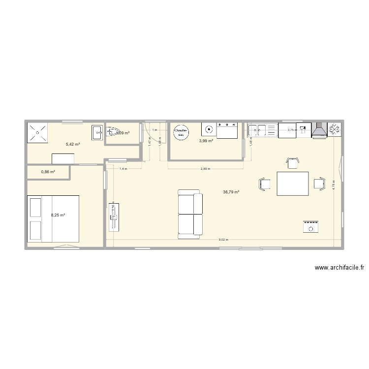 plan 3. Plan de 6 pièces et 56 m2