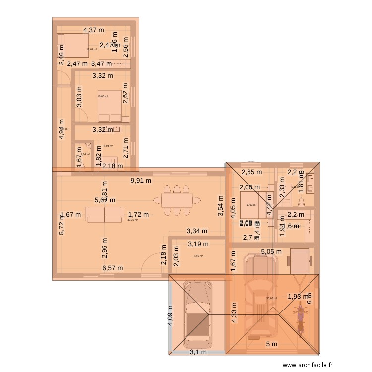 Maison plan °2. Plan de 11 pièces et 142 m2