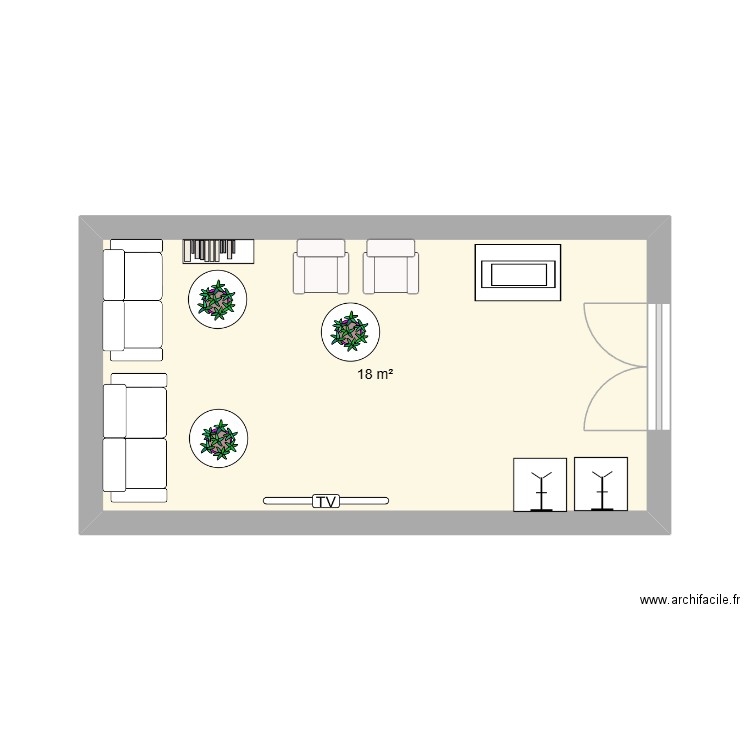 salle d\'attente. Plan de 1 pièce et 18 m2