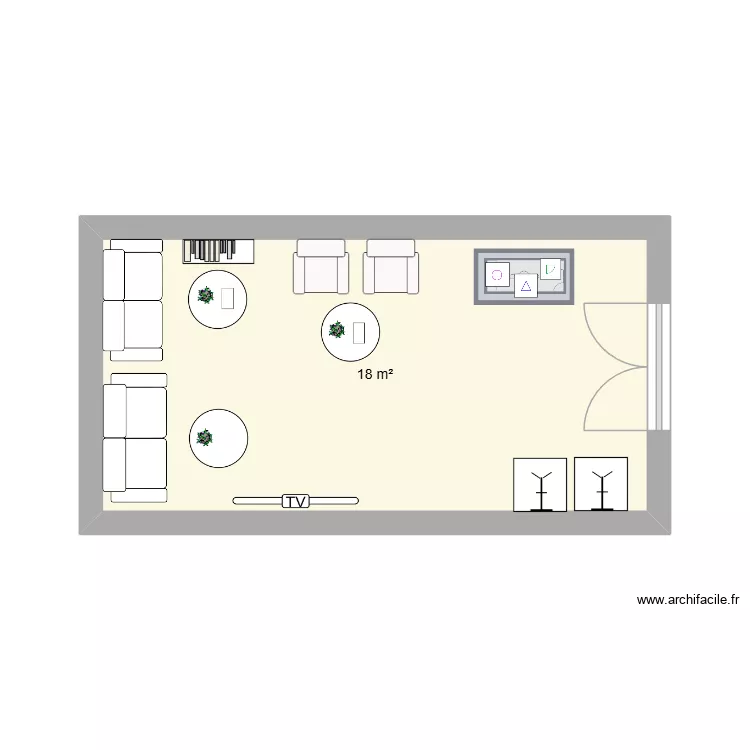 salle d\'attente. Plan de 1 pièce et 18 m² salle d\'attente. Plan de 1 pièce et 18 m²