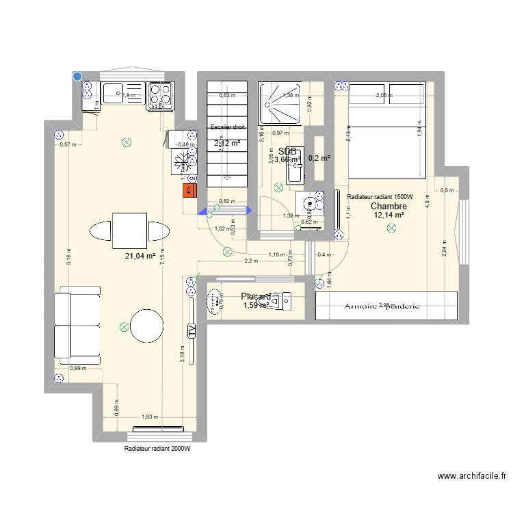 Carpiquet - 13 Route de Bayeux - Etage SOE indA. Plan de 6 pièces et 41 m2