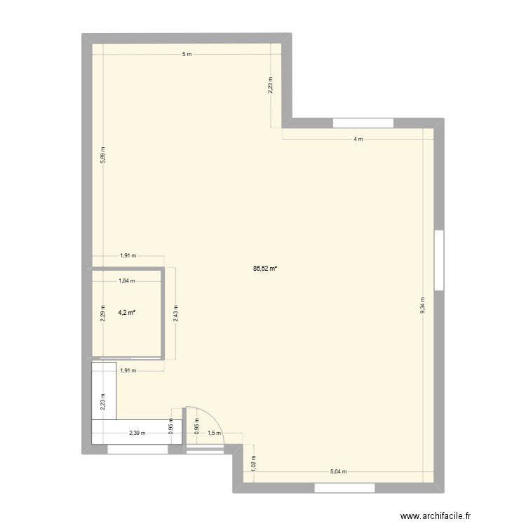 maison 2. Plan de 2 pièces et 91 m2