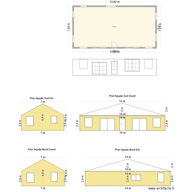 TINA. Plan de 1 pièce et 89 m2